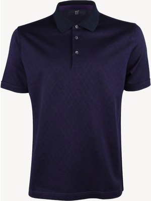 Erkek Mor Desenli Regular Fit Polo Yaka Tshirt