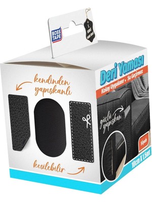 Mey İthalat Boss Tape Deri Yama, 1,5 Metre Uzunluk x 100 mm Kalinlik, Siyah