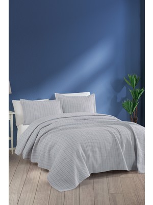 Elart Stripe Yatak Örtüsü Çift Kişilik (240X250 Cm) Gri