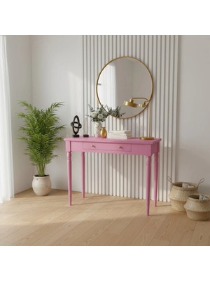 Roys Ahşap 100 cm Masif Tornalı Pembe Dresuar