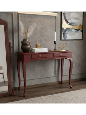 Roys Ahşap 120 cm Masif Lükens Bordo Dresuar