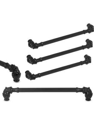 Mey İthalat BADEM10 Alyans Çekmece Dolap Kapak Kulpu Kulbu 192 mm Siyah Rustik Metal Kulp (4 Adet)