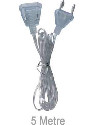 Mey İthalat Şeffaf LED Işık Adaptör Kablo Fiş – 220V Priz Uyumlu Dekoratif Aydınlatmalar Için (5 Metre)