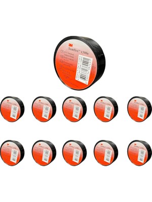 Mey İthalat 3m Temflex 1300E Elektrik Izolasyon Bandı Siyah – 10'lu Paket | 18 mm x 9,15 M | Pvc Kablo Bandı | 600V Dayanıklı, Esnek ve Güçlü Yapışkanlı Elektrik Bandı