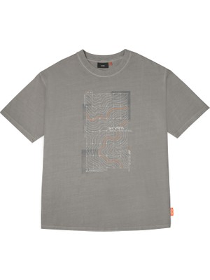 Skinarma Sonar Kısa Kollu Oversize Unisex Bisiklet Yaka Açık Gri Tişört Medium