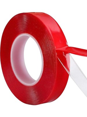 Mey İthalat Çift Taraflı Silikon Bant Montaj Bandı Şeffaf 18 mm x 2 Metre Güçlü Çok Amaçlı Yapıştırıcı 1 Adet