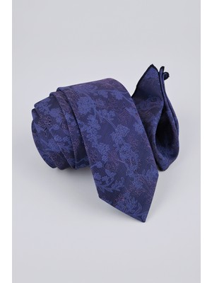 Milleniva Twill Şal Desenli Mor Kravat & Mendil