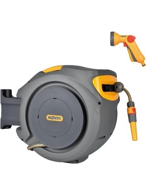 Mey İthalat Hozelock 2403-3535H Duvara Monte 30 M Hortumlu Otomatik Geri Sarmalı Hortum Toplama Makara Seti + 2672H Duş Başlıklı Hortum Tabancası Hediyeli