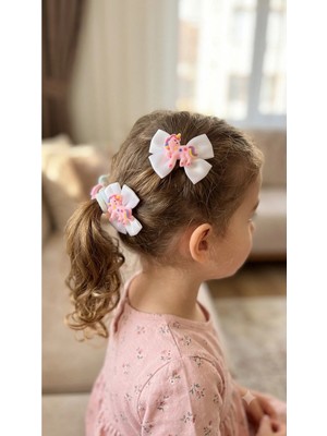 Bymiel Kız Çocuk Unicorn Figürlü 6'lı Fiyonk Saç Tokası ve Lastik