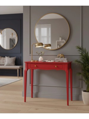 Roys Ahşap 90 cm Masif Konik Kırmızı Dresuar