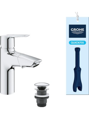 Mey İthalat Grohe Start Spiralli Lavabo Bataryası | Uzatılabilir Başlık | M - Boyut | Bas - Aç Gider Setli | Su Tasarruflu | Krom | 24205003