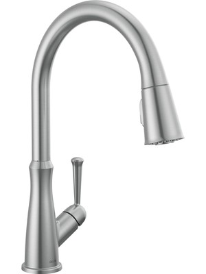 Mey İthalat Delta Faucet Westville Fırçalanmış Nikel Mutfak Bataryası, Aşağı Çekmeli Püskürtücülü Mutfak Bataryaları, Mutfak Lavabo Bataryası, Manyetik Yerleştirme Püskürtme Kafası, Arktik Paslanmaz 9110-AR-DST
