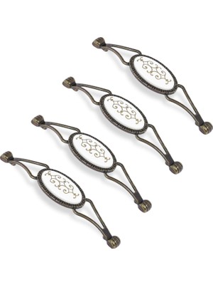 Mey İthalat BADEM10 Seçil Çekmece Dolap Kapak Kulpu Kulbu Antik Metal Kulp 128 mm (4 Adet)