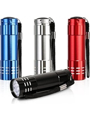 Mey İthalat Mini LED El Feneri, Alüminyum Gövde, Taşınabilir, 84MM Uzunluk, Bilek Askılı, Kırmızı
