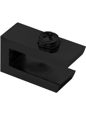 Mey İthalat BADEM10 Cam Tutucu Ahşap Raf Tutucu Cam Etejeri Metal U Tipi Mat Siyah Metal Vidalı (4 Adet)