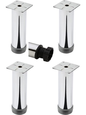 Mey İthalat Mobilya Kanepe Baza Koltuk Çekyat Yükseltme Ayağı Tablalı Krom Metal 15 cm 4 Adet