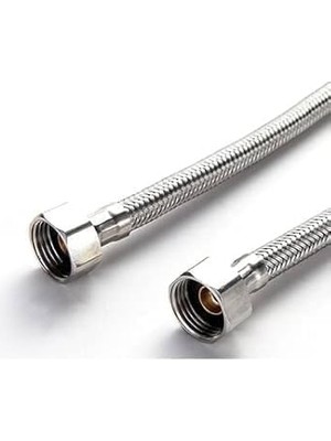 Mey İthalat 2 Adet 3/8 Dişi Çelik Klozet Bağlantı Flex Hortumu Spirali 90 cm