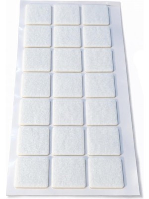 Mey İthalat Yapışkanlı Keçe Ped, 30MM x 30MM, 21 Parça, Kare, Beyaz, Sandalye Koltuk Ayağı Için, Parke Zemin Koruma, Çizilme ve Gürültü Önleyici