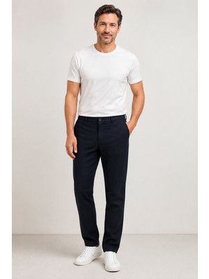Bihan Store Erkek Klasik Keten Yan Cep Pantolon 2117-LACIVERT
