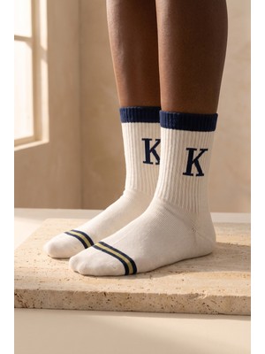 Bony Socks Çocuk Çizgili Pamuklu Soket Çorap Lacivert