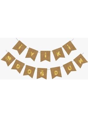 Mey İthalat Kraft Gold Iyi Ki Doğdun Yaldızlı Banner