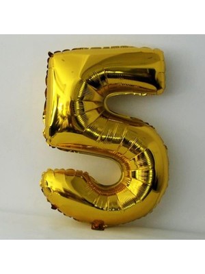 Mey İthalat 5 Rakamlı 16 Inç Gold Renk Folyo Balon 36 cm (Altın)