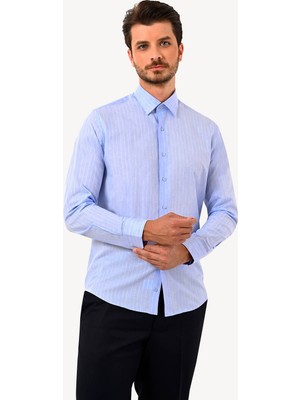 Ysf Erkek Mavi Slim Fit Uzun Kol Gömlek
