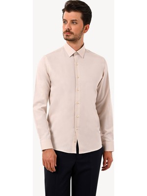 Ysf Erkek Bej Uzun Kol Slim Fit Gömlek