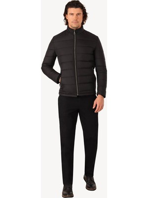 Erkek Siyah Slim Fit Kaban