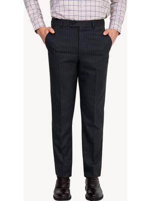 Ysf Erkek Füme Regular Fit Çizgili Kumaş Pantolon