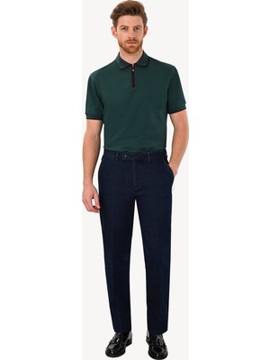 Ysf Erkek Lacivert Regular Fit Yan Cep Kot Spor Pantolon