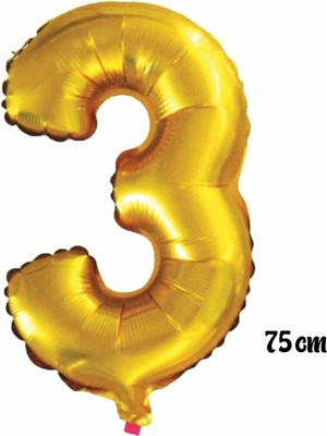 Mey İthalat 5dm 75 cm 3 Rakam Folyo Balon Altın