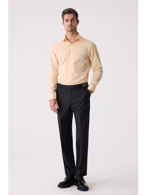 Erkek Siyah Regular Fit Kumaş Pantolon
