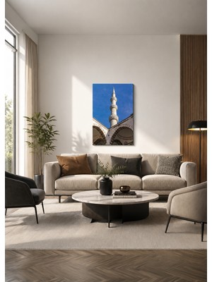 Zera Wall Mdf Tablo Cami Minaresi ve Kemerli Mimari Manzara Islami Salon ve Ofis Duvar Dekorasyonu
