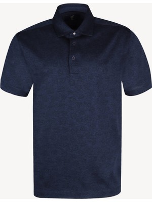 Erkek Lacivert Klasik Desenli Cotton Polo Yaka Tshirt