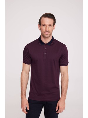 Ysf Erkek Bordo Polo Yaka Desenli TShirt