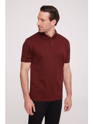 Ysf Erkek Bordo Polo Yaka Desenli TShirt