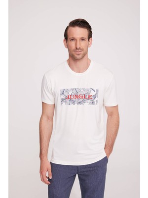 Ysf Erkek Kemik Bisiklet Yaka Desenli T-Shirt