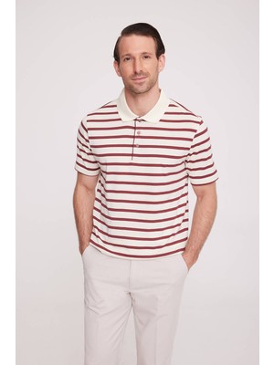 Ysf Erkek Bordo Polo Yaka Çizgili T-Shirt