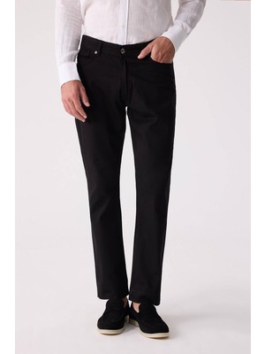 Ysf Erkek Siyah Slim Fit Üst Cep Kanvas Pantolon