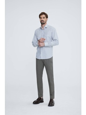 Erkek Gri Uzun Kol Desenli Regular Fit Gömlek