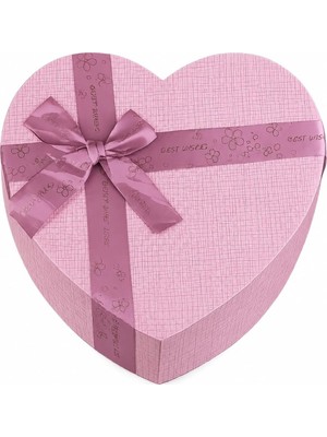 Mey İthalat Promosyonca Hediye Kutusu, Kalp Şeklinde, Iç Içe 3 Adet, 22X19X8 Cm, Farklı Renk Seçenekleri (Pembe)