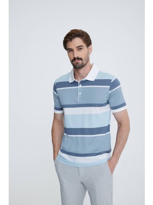 Ysf Erkek Mavi Gri Polo Yaka T-shirt