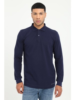 Dufy Erkek Regular Fit Polo Yaka Lacivert Sweatshirt