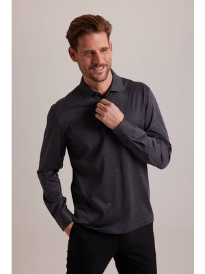 Ysf Erkek Gri Polo Yaka Sweatshirt