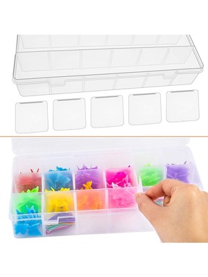 Mey İthalat 15 Bölmeli Ayarlanabilir Organizer Plastik Kutu 3 Lü Set