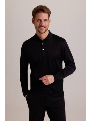 Ysf Erkek Siyah Polo Yaka Sweatshirt