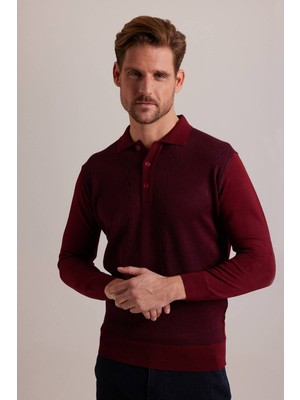 Ysf Erkek Bordo Polo Yaka Desenli Triko