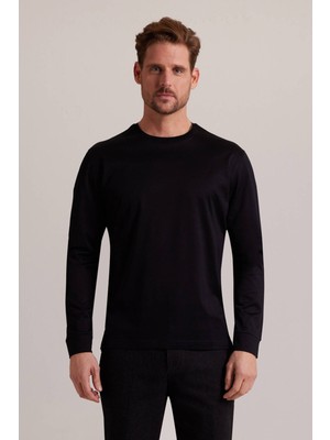 Ysf Erkek Siyah Bisiklet Yaka Sweatshirt