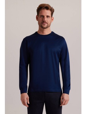 Ysf Erkek Lacivert Bisiklet Yaka Sweatshirt